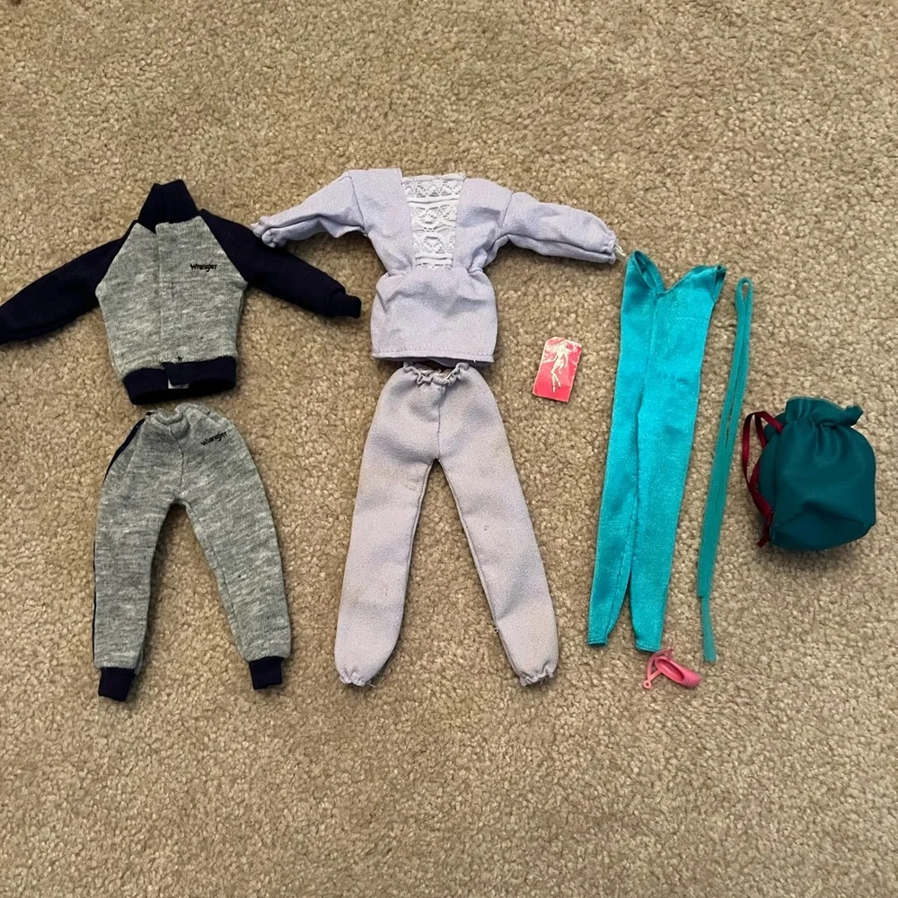 Vintage Barbie Wrangler Tracksuit Sweatsuit, Purple Lounge Outfit, and Leotard